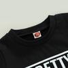 Boy Summer Clothes Set Short Sleeve Round Neck Letter Print T-shirt + Solid Color Drawstring Shorts Boys Outfits