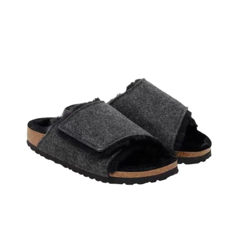 Birkenstock Solana Shearling Unisex Felt Open-Toe Casual Clogs Grey Regular 1030823 36