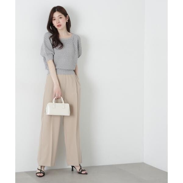 Proportion Body Dressing Openwork Knit Gray Women's Lamé Sweater,