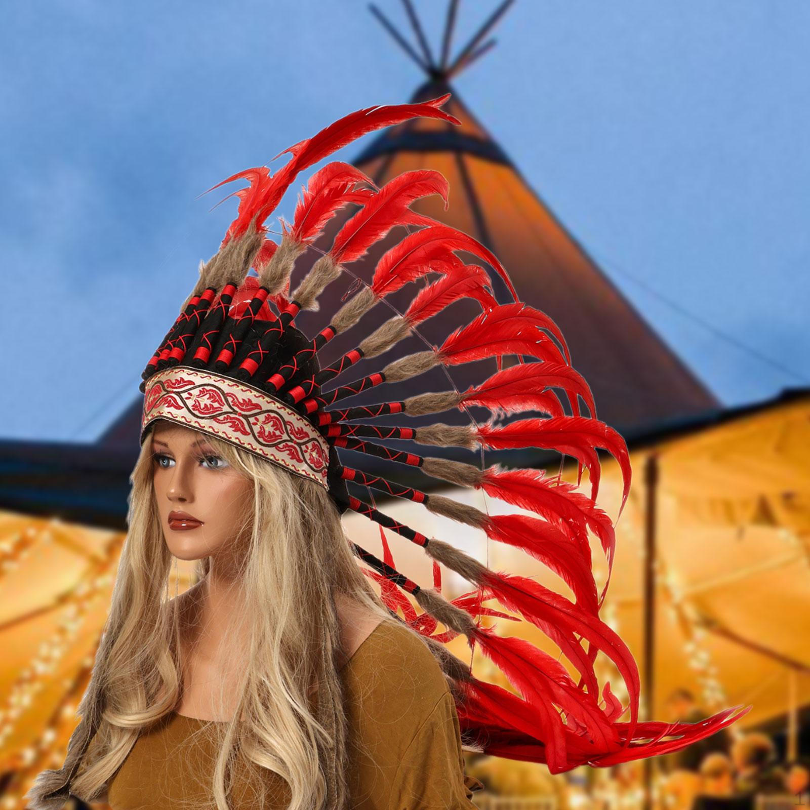 

American Indian Feather Headdress for Masquerade Decorations червоний