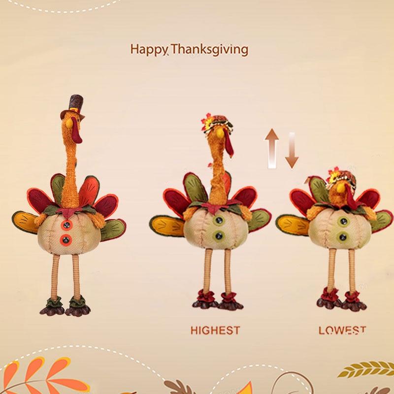 Thanksgiving Retractable Turkey Plush Doll Decor Festival Gift Ornament Room