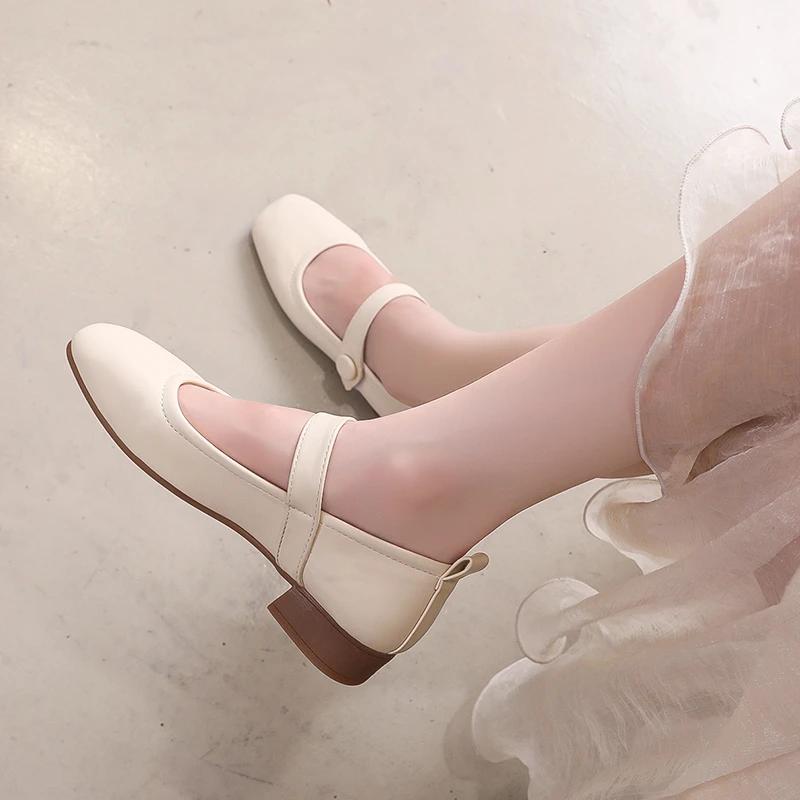 Fashion 2024 Summer Elegant Women Mary Jane Retro Soft Sole Low Heel Shallow Dress Party Office Zapatos Shoes for Women