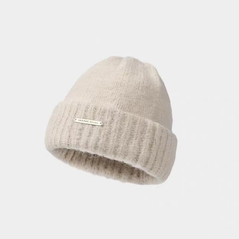 Knitted Wool Hat Women's New Winter Thickened Warm Cold Hat Lazy Windproof Ear Protection Stack Hat