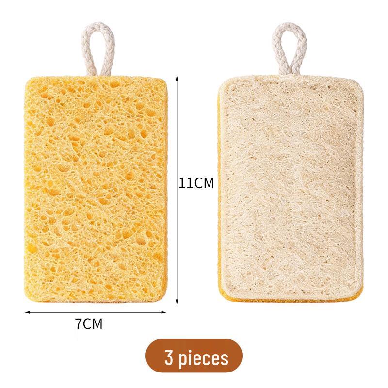 Luffa & Wood Pulp Double-Sided Dishwashing Sponge