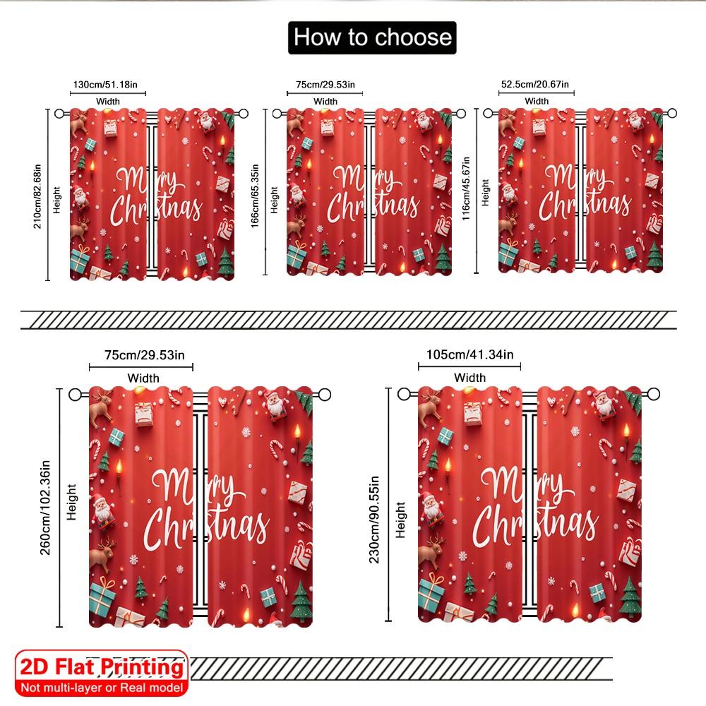 2pcs 2D flat printing Christmas Curtains Merry Christmas Festive Scene Polyester Without Electricity Spring Use for Classroom