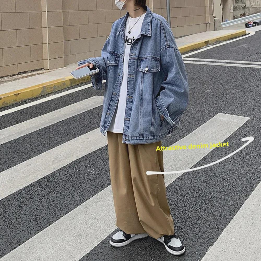 Men's Oversized American Retro Denim Jacket - Trendy, Stylish Spring/Autumn Workwear