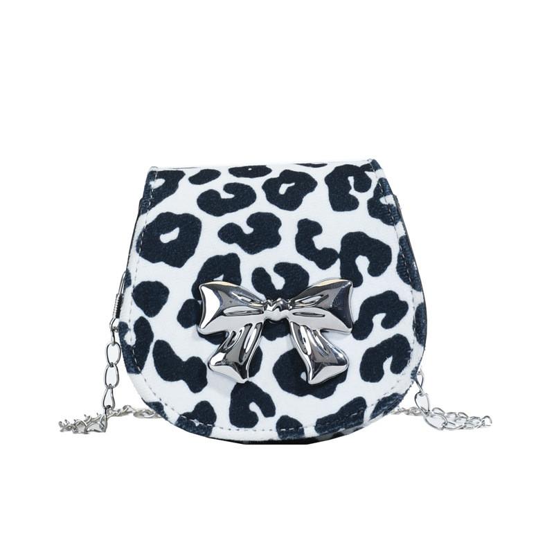 Stylish Mini Childrens Shoulder Bag With Unique Leopard Pattern And Chic Bow Accent