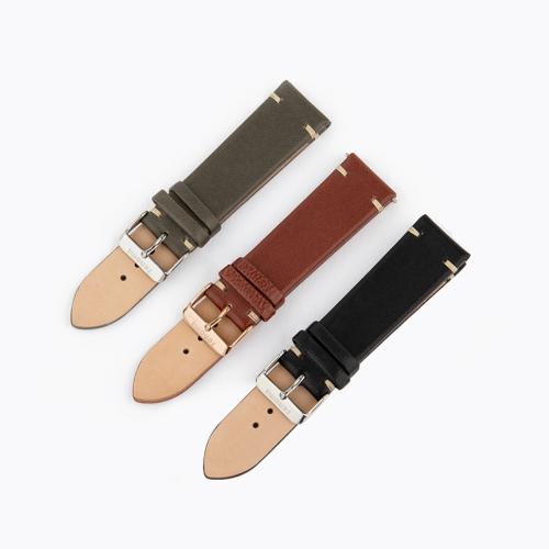[renoma] renoma 22mm Stitched Premium Leather Watch Strap A3.6mm / Black