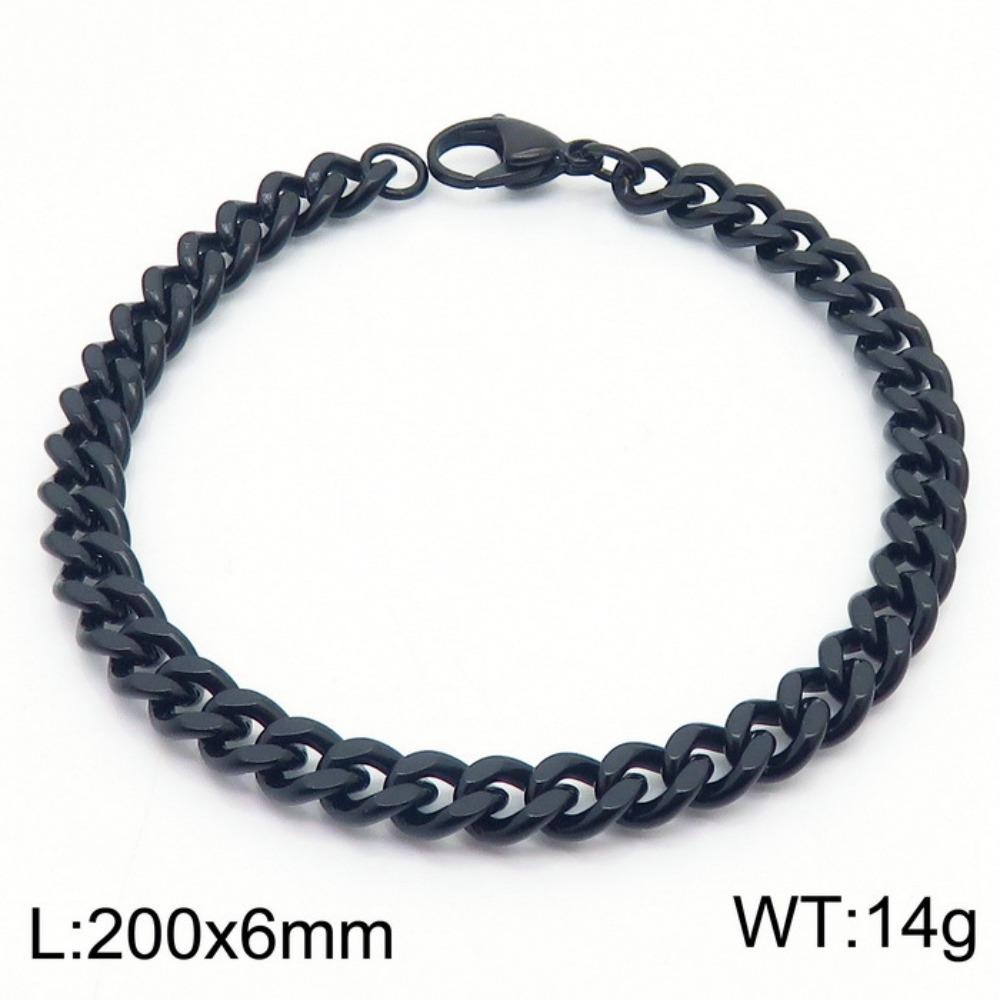Jewelry Side Flat Chain Stainless Steel Chain, Simple Titanium Steel Men's Trend Hip-hop Bracelet Accessories