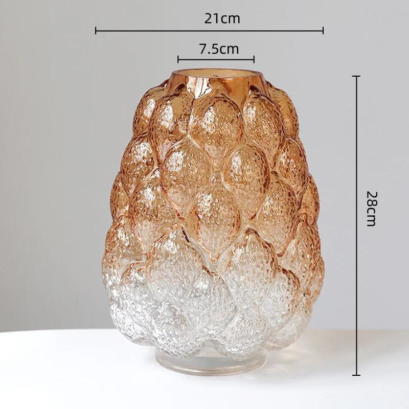 Glass Vase Abstract Grain Gradient Flower Vase Hydroponic Accessories Glass Terrarium Home Decoration Accessories