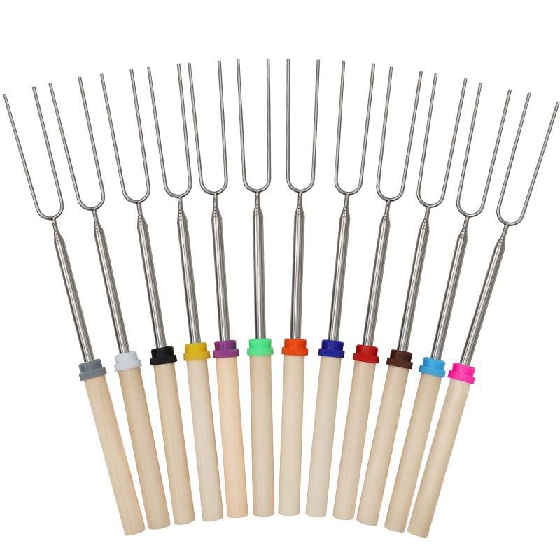Stainless Steel 304 Lamb Skewers with Retractable Wooden Handle - Modern, Minimalist, and Ideal for Spicy Barbecue.