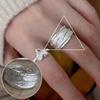 Korean Style S925 Silver Plated Geometric Open Finger Ring - Women's Vintage Hip Hop Jewelry for Index or Pinky Finger.