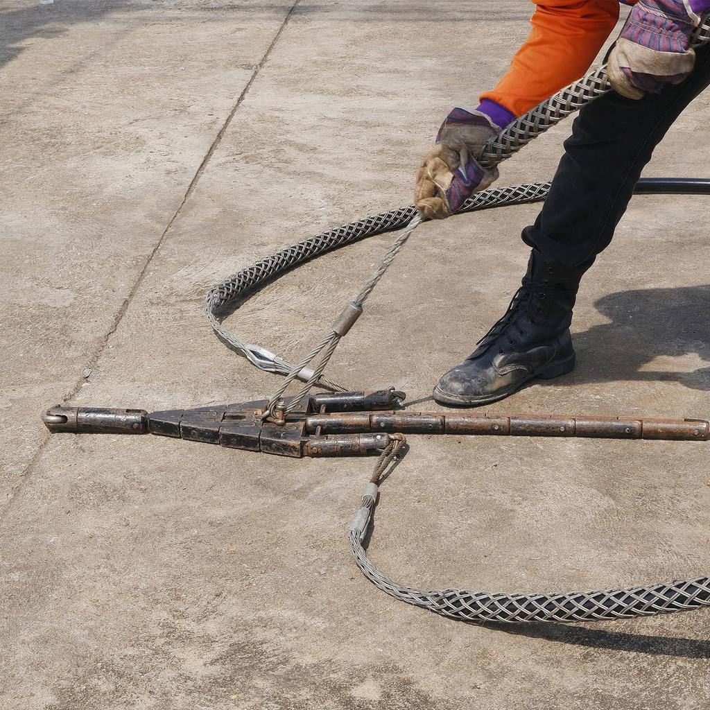 uxcell Cable Pulling Wire Mesh Sock Single Galvanized Steel Wire Grip with Net 22cm x for and Blue and Black Grip, Puller, Grip, Head, Cover, Smooth,