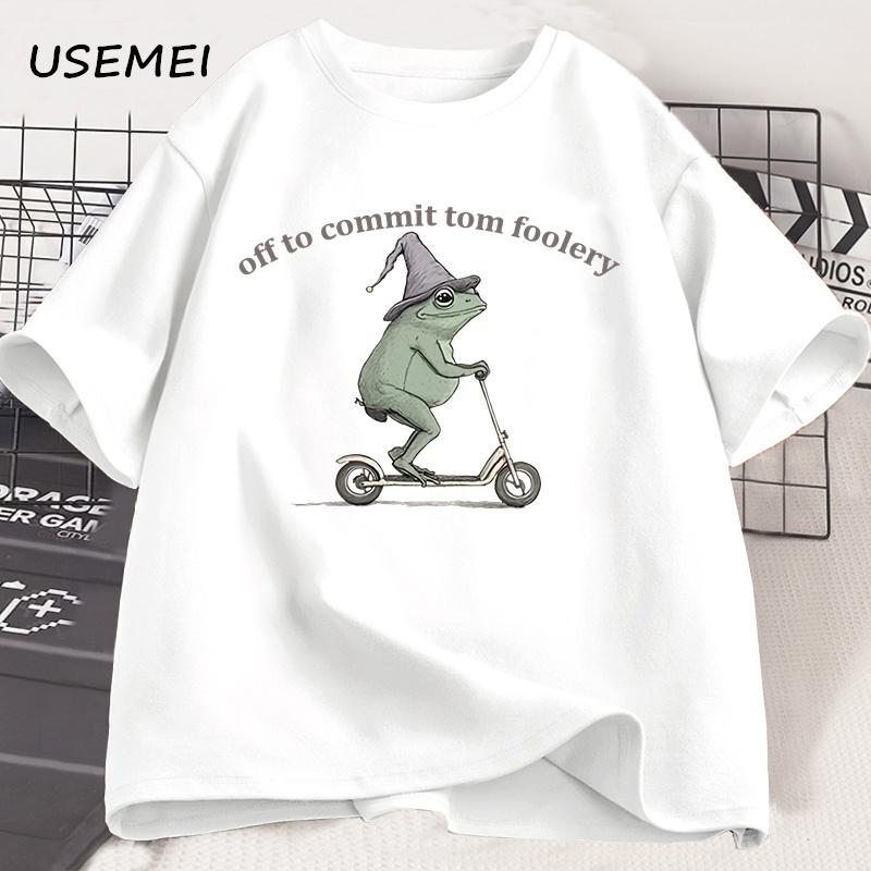 Off To Commit Tom Foolery Frog T-shirt. Comfort Colors Funny Weirdcore Sayings Unique Tshirt Tee Adults Men Women Meme Graphic