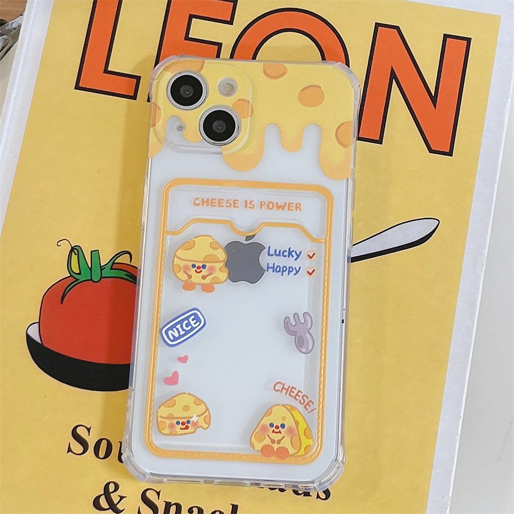Adorable Cheese Expression Phone Case for iPhone 11/12, XR/XS Max - Card Holder