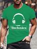 Summer Men's Fashion Tee Clothing Hip Hop Technics Headphone Graphic Tee Shirt Men Casual Streetwear Funny Printed Tops T-shirt