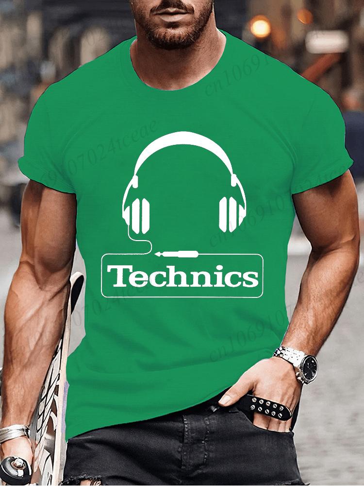 Summer Men's Fashion Tee Clothing Hip Hop Technics Headphone Graphic Tee Shirt Men Casual Streetwear Funny Printed Tops T-shirt