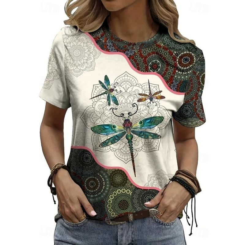 Women's T Shirt Print Graphic Animal Vintage Stylish Classic Short Sleeve Crew Neck Regular Tops