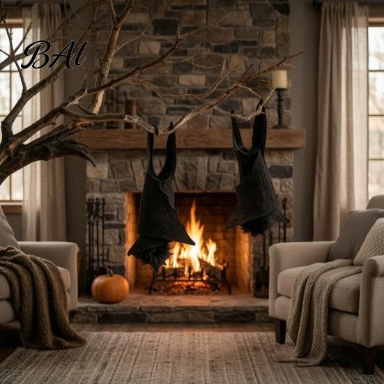 Halloween Party Background Decor Bat Decorations, Realistic Felt Hanging Bats, Spooky Flying Props Holiday Atmosphere for Haunted House Party, Indoor