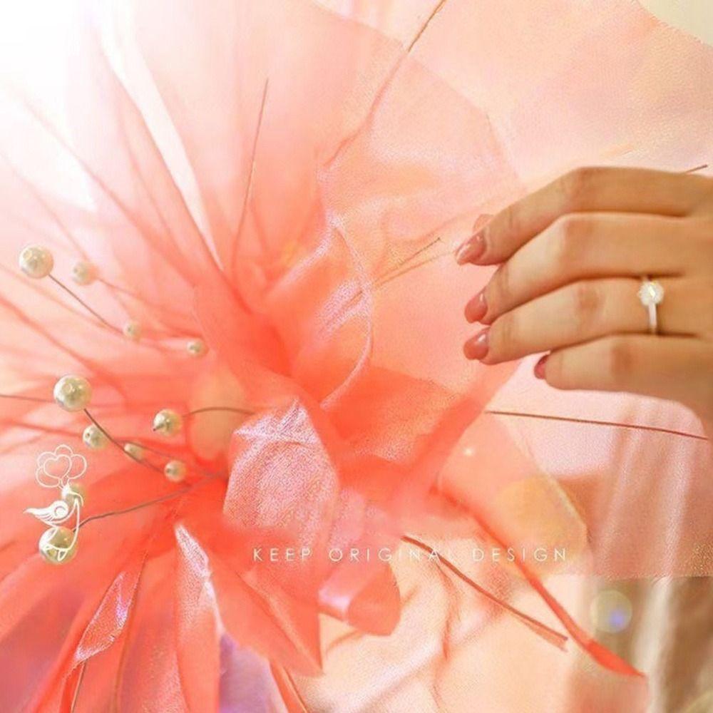 50cm Big Gauze Poppy Flower Hollow Design Simulation Flower Silk Mesh Flower  Wedding Decoration
