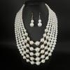 Fashionable Layering Artificial Pearls Necklace With Matching Studs Comfortable Daily Wear Accessories