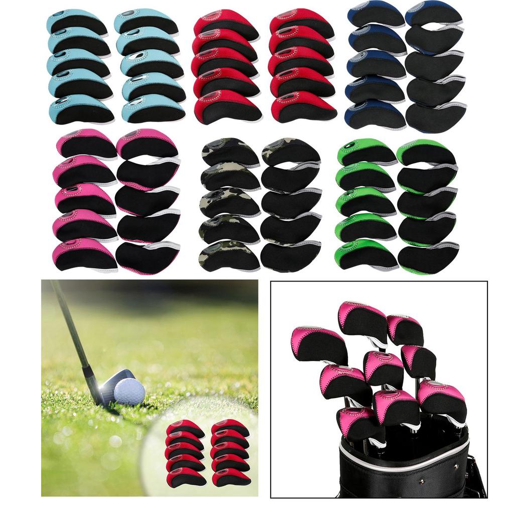 10x Waterproof Golf Iron Headcovers Golf Club Head Cover Viewable Window
