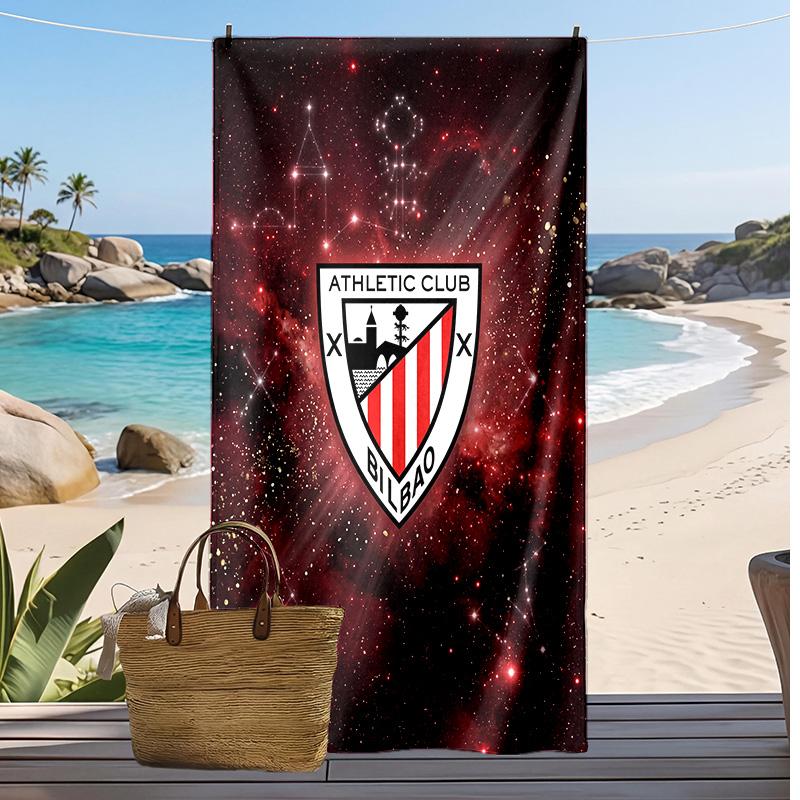 Asciugamano da Spiaggia Stampa Calcio Athletic Bilbao, Asciugamano Grande Morbido Asciugatura Rapida per Spiaggia Campeggio Nuoto