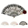 Vintage Rosen Spitzen Faltfächer Hochzeitsfeier Braut Handfächer Tragbarer Sommerfächer Dekoration Tanzaufführung Requisiten Partyzubehör