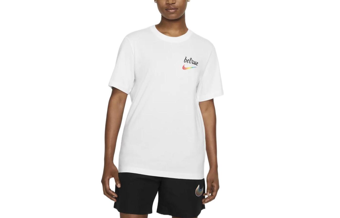 Nike T Shirts Unisex White Crew Neck Moderate Straight Fit DJ0929-100 M