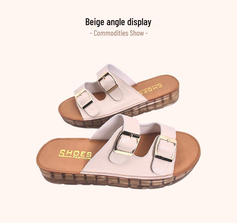 Women's Summer Leather Sandals 2025, Comfortable Soft Sole, Fashionable Versatile Outdoor Buckle Design