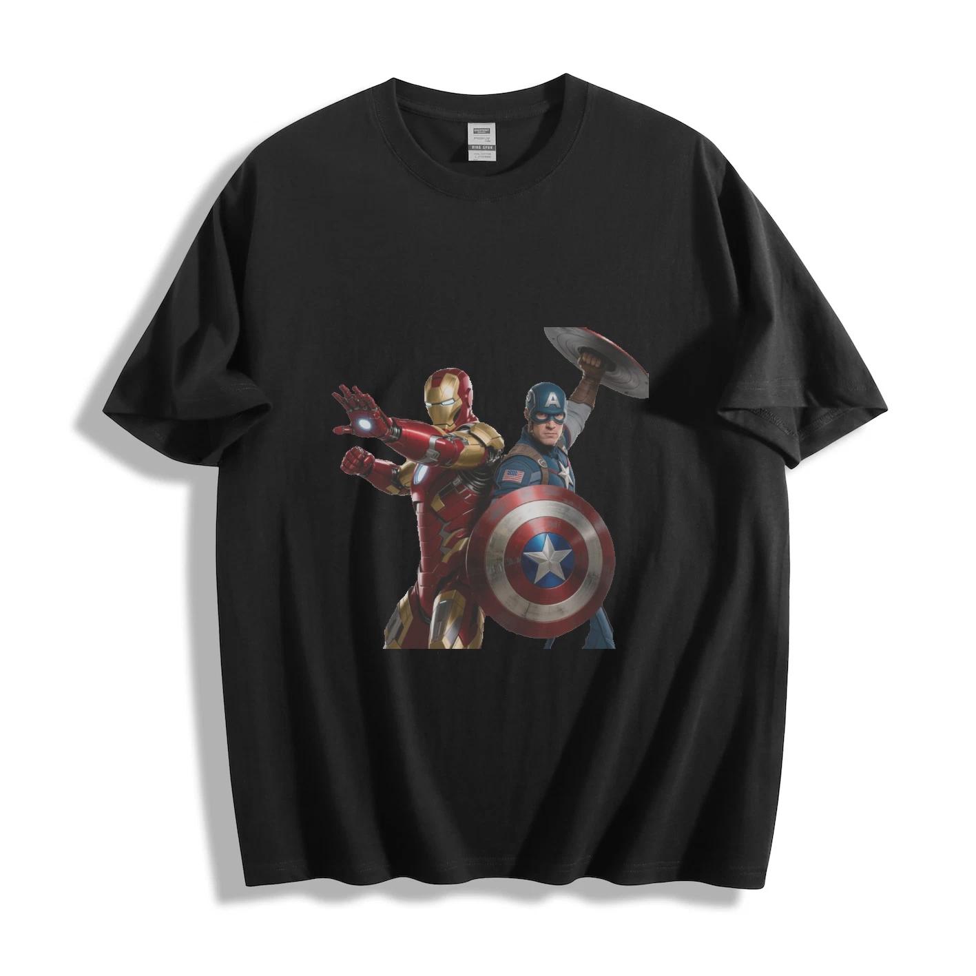 Marvel Iron Man & Captain America Action Poses Graphic T-Shirt XS