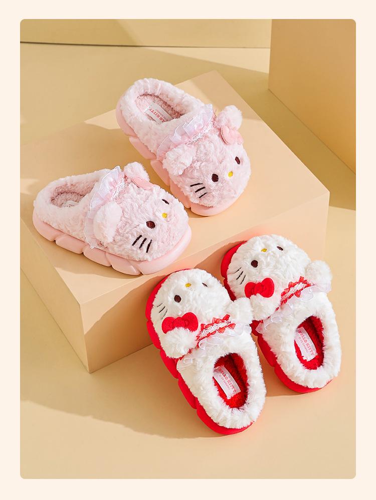 Sanrio Hello Kitty Kids' Winter Cotton Slippers - Cute, Non-Slip, Warm Indoor Footwear for Girls