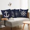 1/4 Stück Marineblaue Kissenbezüge mit Meeresmotiv und Designs von Steuerrad, Kompass, Anker und Segelboot Sofakissenbezug Heimdekoration