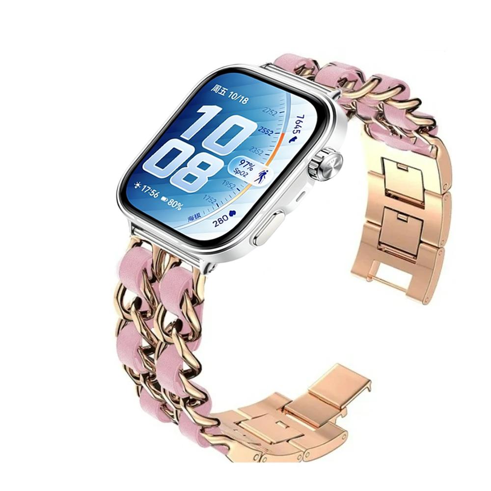 Metall+Leder Armband für Huawei Watch Fit 2 3 4 4Pro 5 5pro Bequemes Ersatz-Armband Zubehör für Huawei Watch Fit5 Fit4 Pro Fit3 Fit2 Band