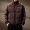 Men's High-End Fluffy White Duck Down Jacket: Thick, Warm, Stand Collar, Loose Fit for Winter