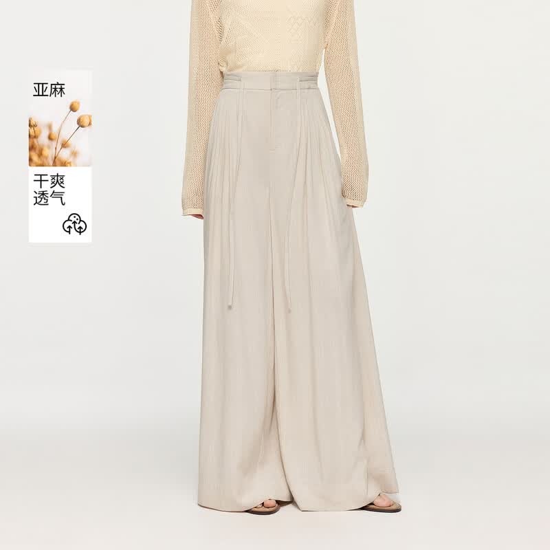 ELLE Women s Chic Pleated Wide-Leg Pants S