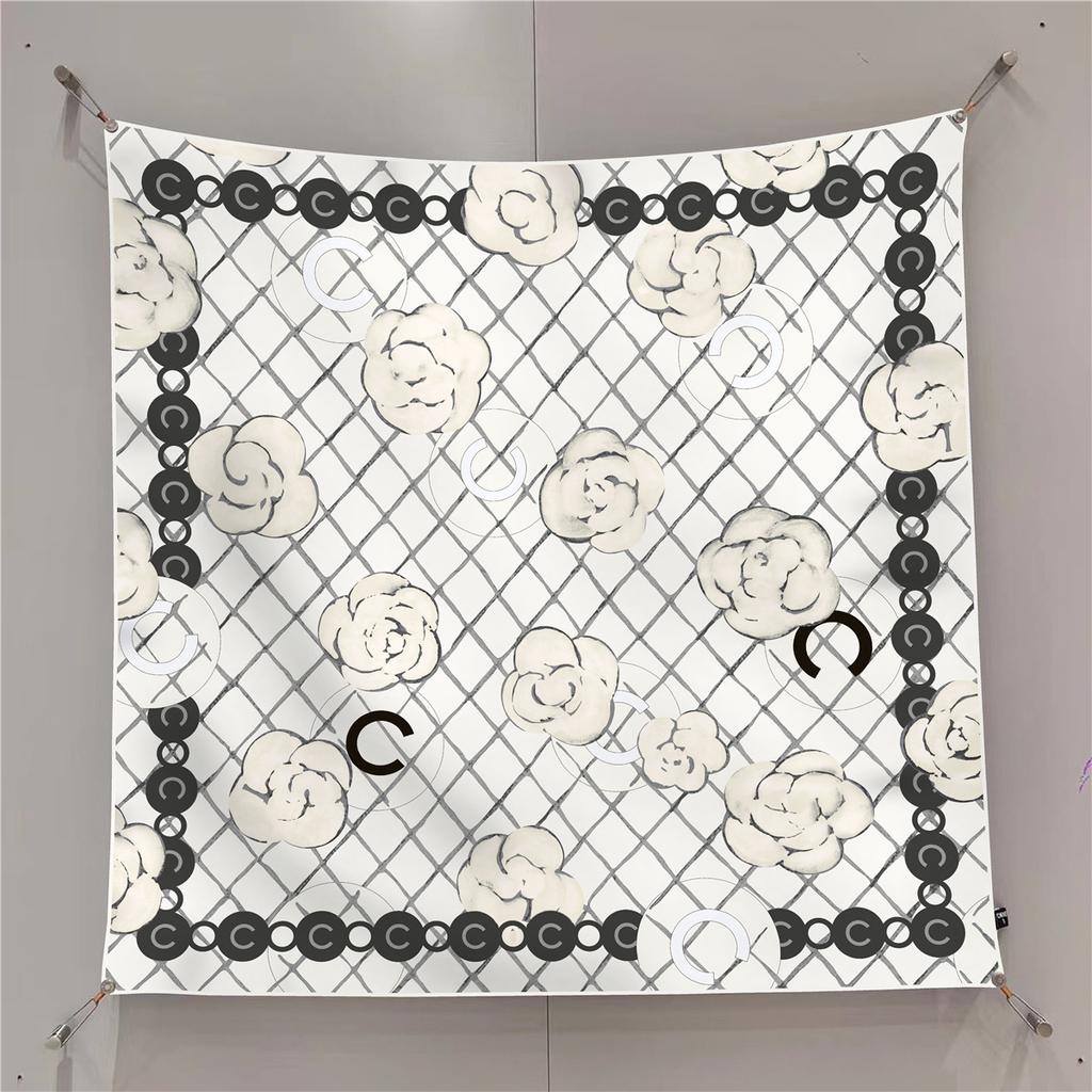 Vreovor Spring And Summer New Camellia 90Cm Square Scarf Tube Top Temperament Celebrity Vacation Beach Shawl Headscarf Versatile