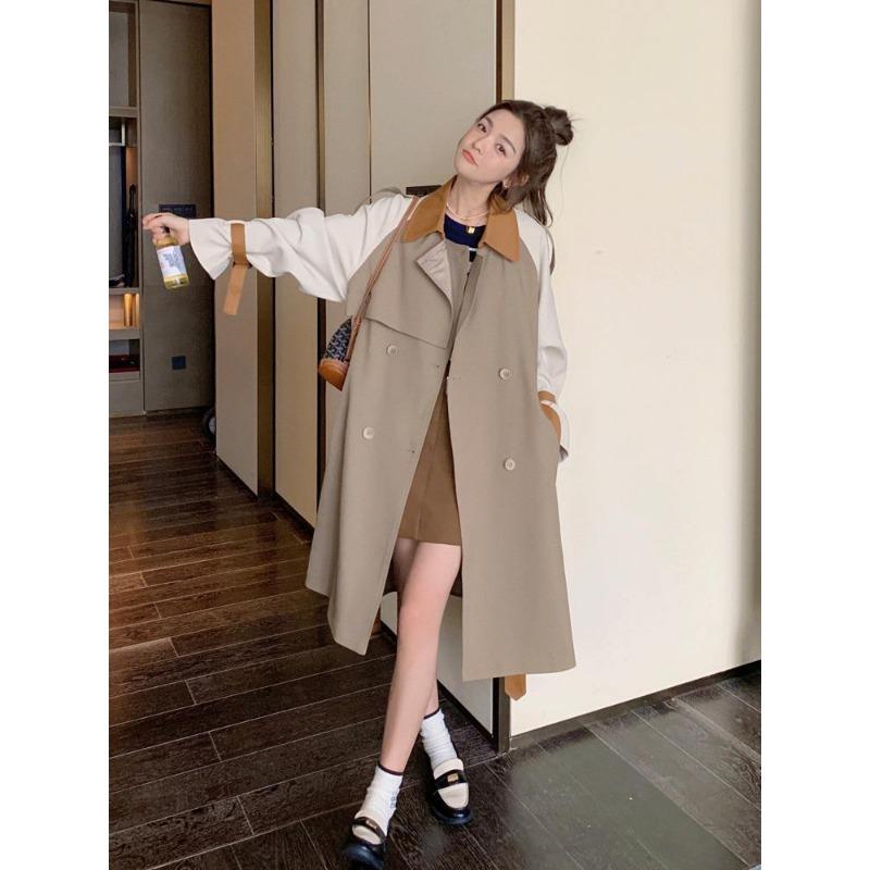 

Ветровка пальто для женщин весна и осень новый стиль британский стиль нишевое пальто XL