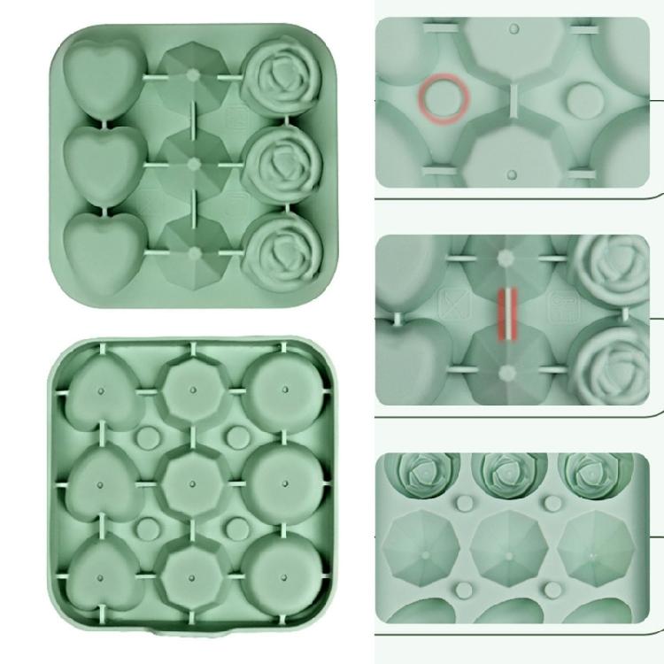 Rose Heart Diamond Ice Cube Mold Food Grade Silicone Ice Maker for Whisky Cocktail Ice Cube Tray Dessert Mold