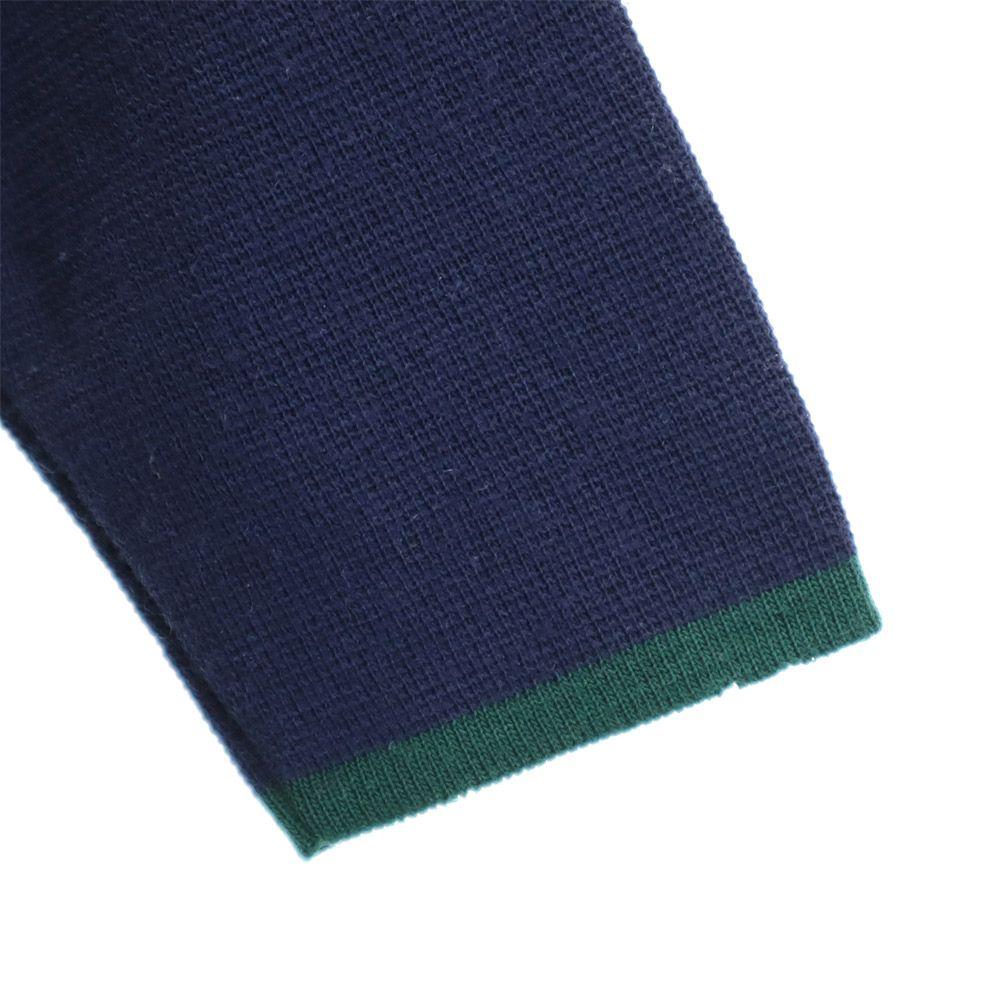 Celine Made In Japan Wool Blend Knit Jacket 35.4" Navy X Green Baby Kid's Used