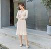 Solid Color Maternity Sweater Dress - Knit Core-Spun Yarn for Autumn/Winter