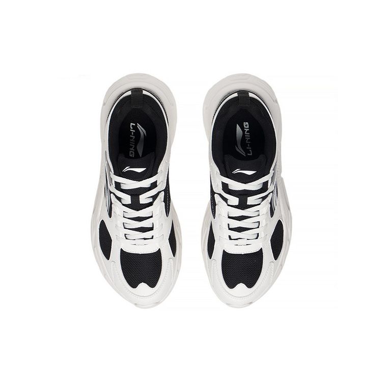 Li-Ning Comfortable Fabric Synthetic Leather Shock Absorbing Non-Slip Wear-Resistant Low-Top Running Shoes Women sneakers Black White ARSS058-3