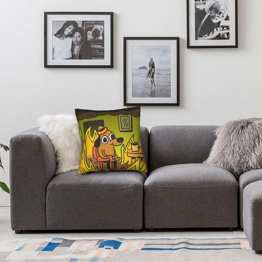 This Is Fine Dog Pillow Case Print Pillow Cover Fashion Pillowcases For Living Room Sofa