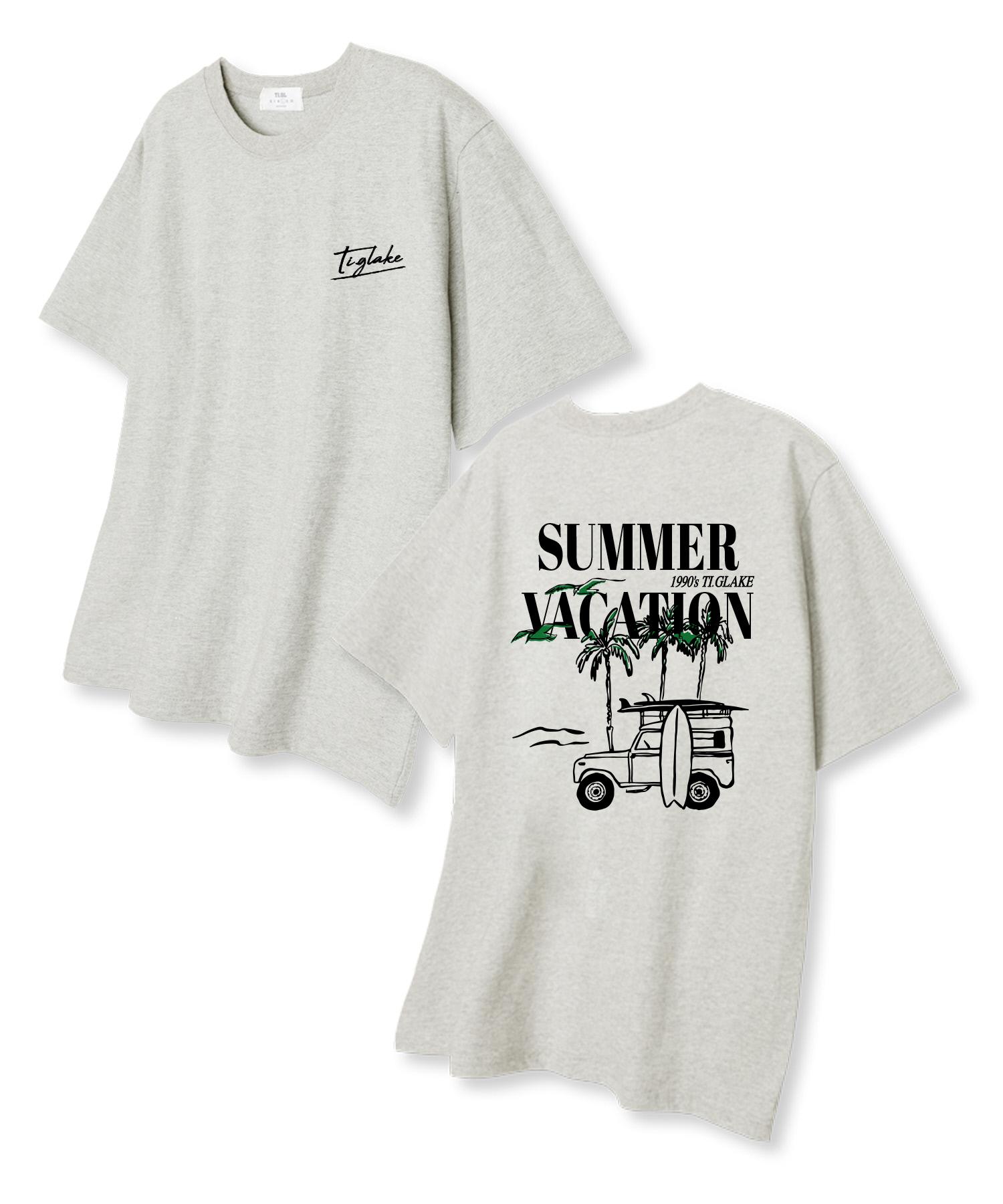 Tee Glake Summer Vacation Oversized Short Sleeve T-Shirt Oatmeal L