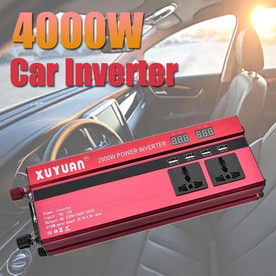 4000W DC 12V/24V To AC 110V/220V Sine Wave Converter Car Inverter 4 USB Output Port Dual LED Display
