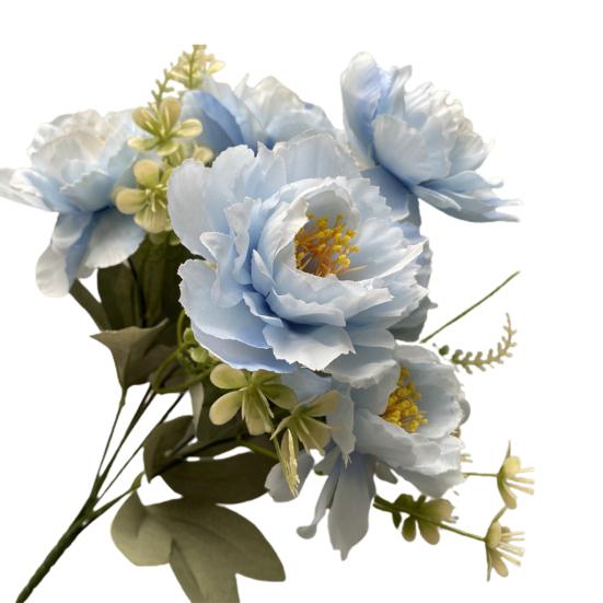 Artificial Flower 6 Heads Multipurpose Silk Cloth Fadeless Vivid Simulation Peony Bouquet