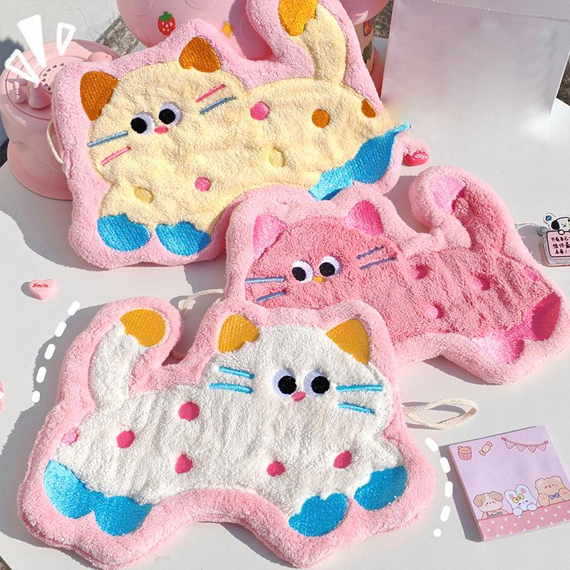 Bathroom Absorbent Hand Towel Kawaii Thickened Handkerchief Wall Hanging Hand Cloth Kitchen Hand Towel Room Decor