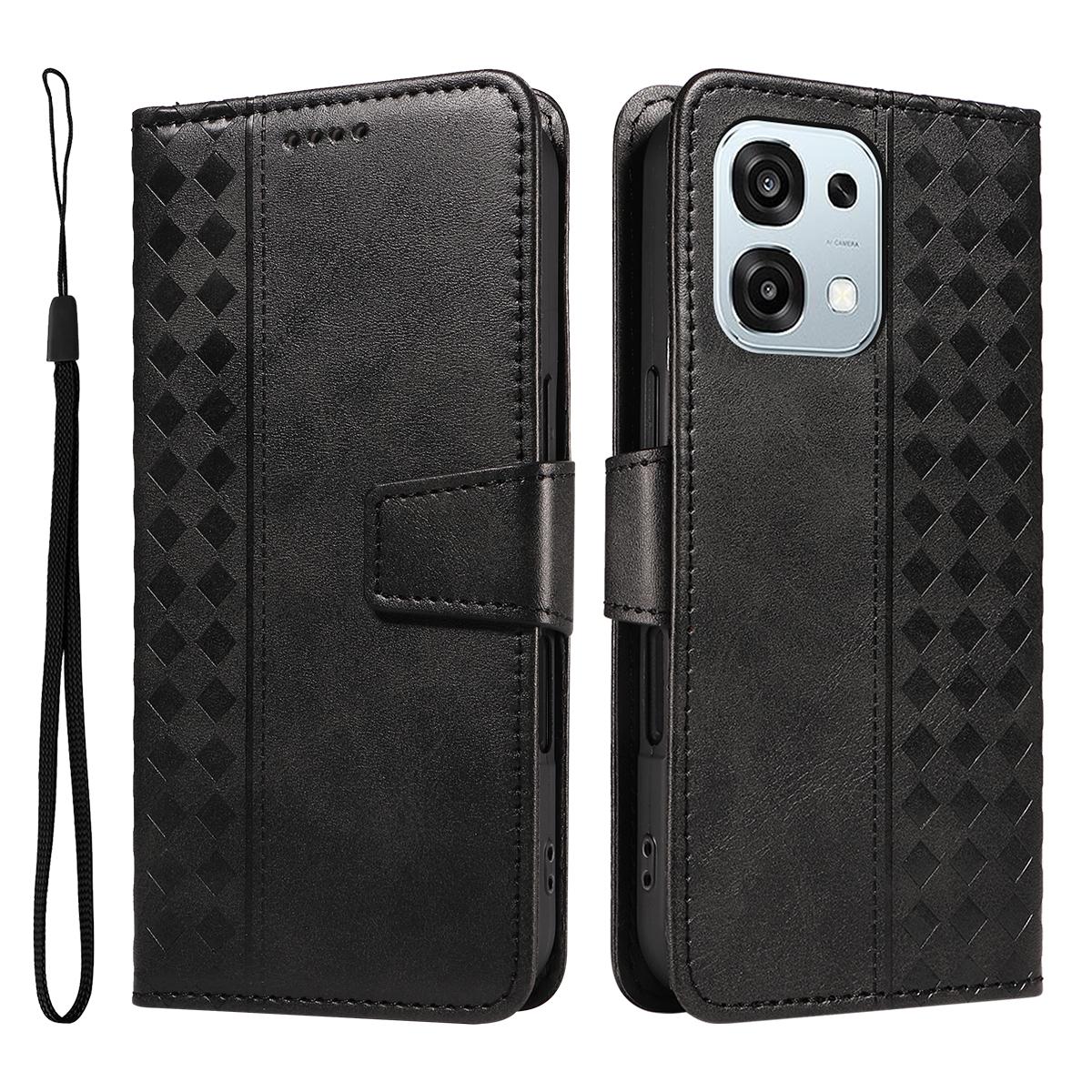 

For Oppo A6 Pro 4G/Oppo F31 5G/Oppo A6 Pro 5G Leather Case Wallet Stand Grids Imprinted Phone Cover with Strap