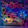 Blacklight Bohemian Mandala Tapestry UV Reactive Psychedelic Wall Hanging for Trippy Room Party Home Decor