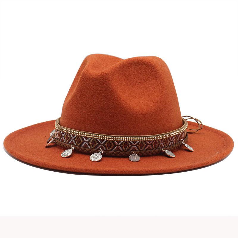 Woolen Jazz Minority Style Top Hat Women'S Retro Flat-Brimmed Big Eaves Hat